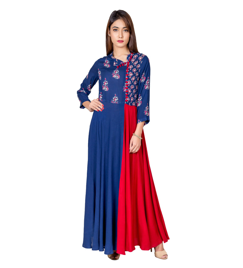 Buy SELENGA Women's Indo Western Sleeveless Heavy anarkali Long Fit and  Flare Ethnic Gown for Festive Occasion at Amazon.in